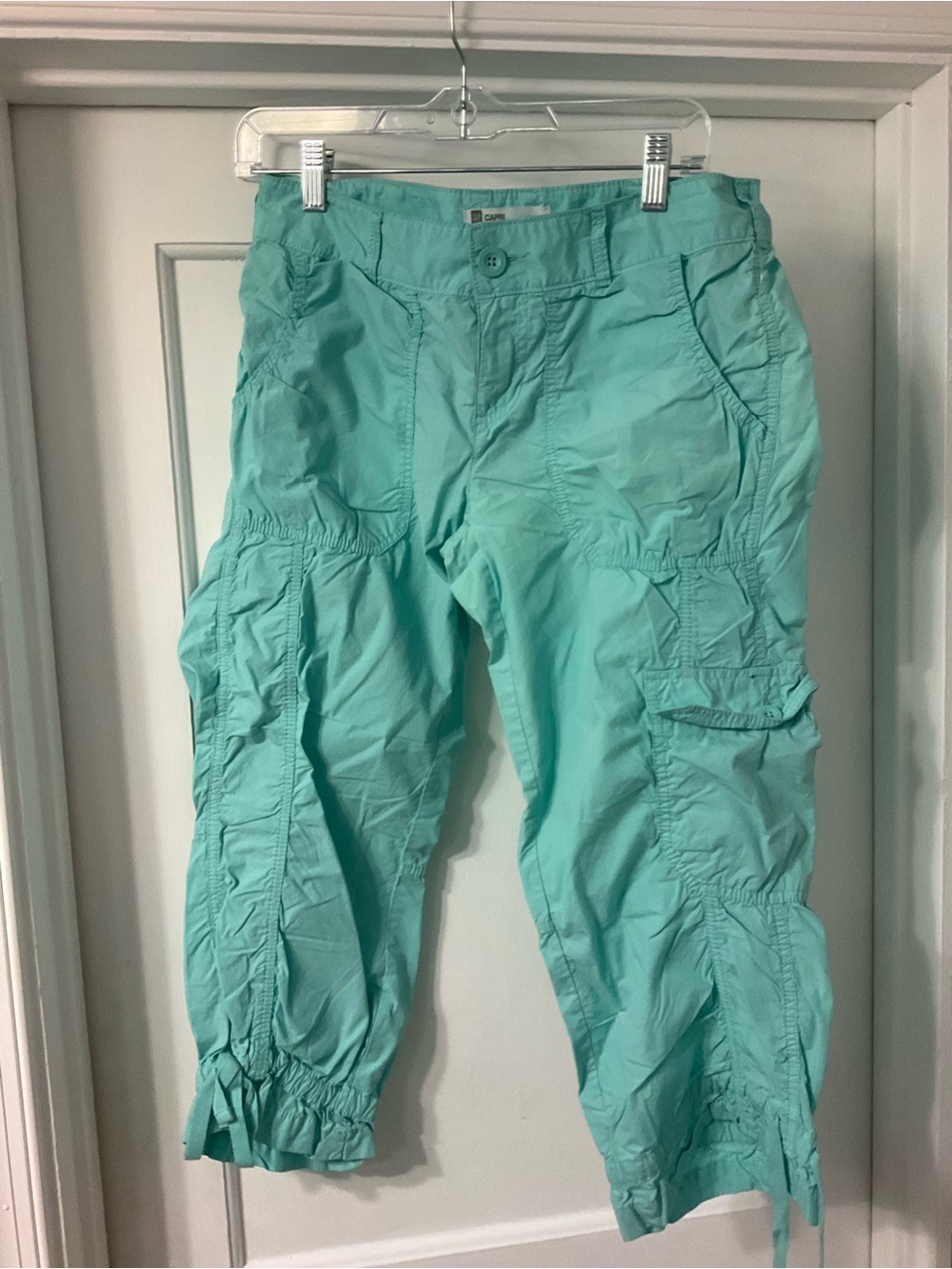GAP Aqua Cargo Capris with Tie Cuffs